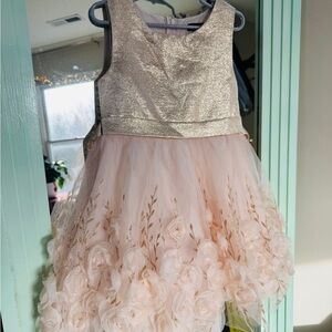 Zunie Gold and Pink Floral Kids Dress